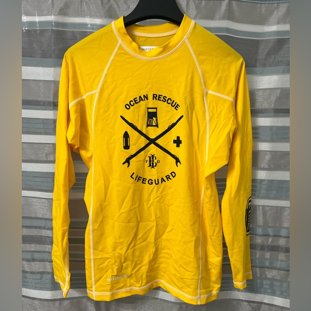 Kids UPF 50+Rash-guard Yellow Ocean Rescue Lifeguard Long Sleeve Shirt